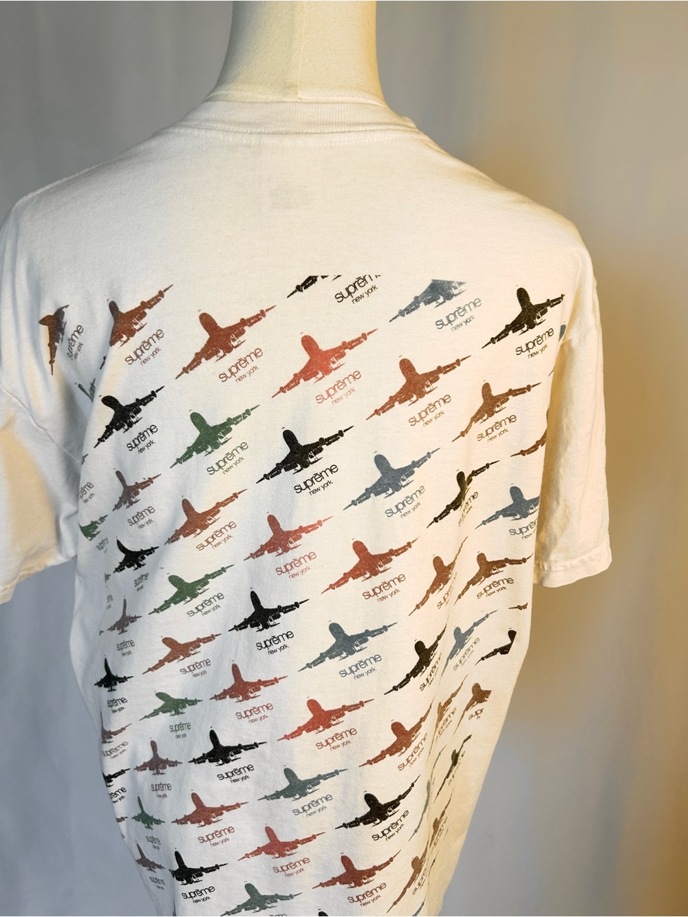 Supreme FW15 Planes Graphic Tee Off-White Cream All-Over Back Print - Size L